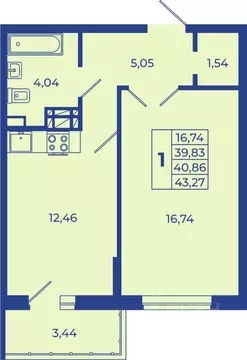 1-к кв. Ростовская область, Новочеркасск  (43.27 м)