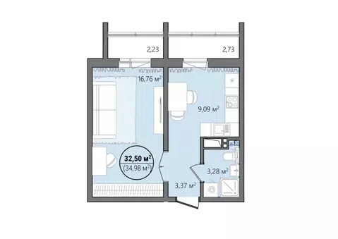 1-к кв. Челябинская область, Челябинск ул. Труда, 14 (37.81 м)
