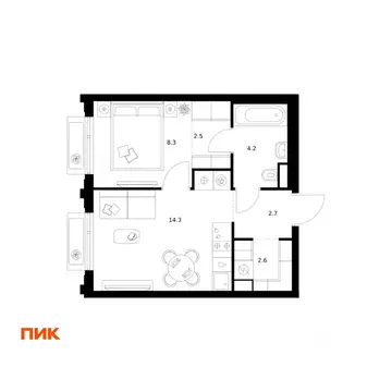 1-к кв. Москва Алтуфьевское 53 жилой комплекс, 1.1 (34.6 м)