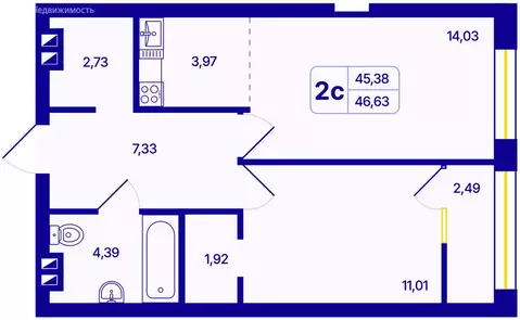 2-комнатная квартира: Новосибирск, Кировский район, Северо-Чемской ...