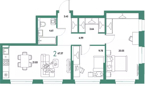 2-к кв. Московская область, Мытищи Страна.Парковая жилой комплекс ...