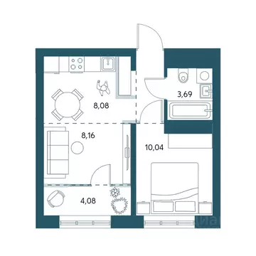 1-к кв. Хабаровский край, Хабаровск Адмирал жилой комплекс (36.04 м)