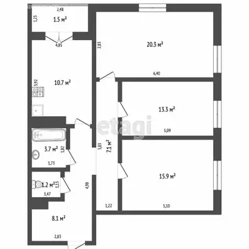 3-комнатная квартира: Альметьевск, микрорайон Алсу, улица Рината ...