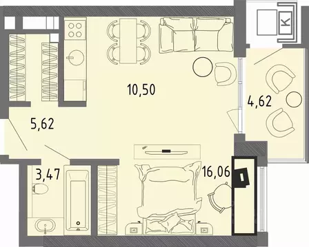 Студия Крым, Евпатория ЖК СОК,  (37.04 м)
