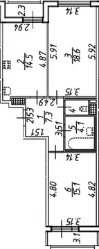 2-к кв. Санкт-Петербург пос. Шушары, просп. Старорусский, 9 (63.3 м)