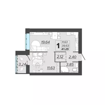 1-к кв. Брянская область, Брянск Архитектор жилой комплекс (41.25 м)
