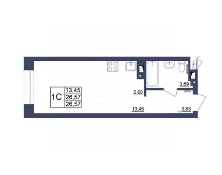 Студия Башкортостан, Уфа Космос жилой комплекс, лит1 (26.44 м)