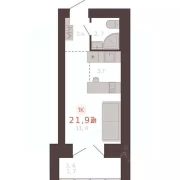 1-к кв. Алтайский край, Новоалтайск ул. Южсиба, 52А (21.9 м)