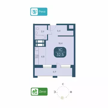 1-комнатная квартира: Новосибирск, Междуреченская улица, 5/2 (35.93 м)