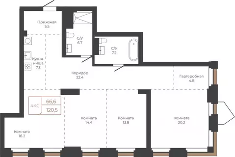 4-к кв. Алтайский край, Барнаул пл. Баварина, 8к1 (120.6 м)