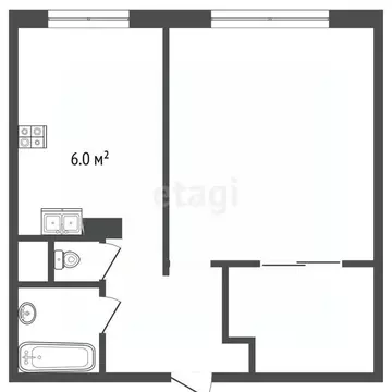 Квартира, 1 комната, 39 м