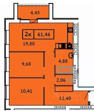 2-к кв. Ивановская область, Иваново Кооперативная ул., 14 (61.46 м)