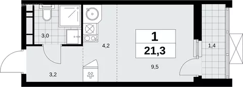 Квартира-студия: Москва, пос. Сосенское, Скандинавский бул. (21.3 м)