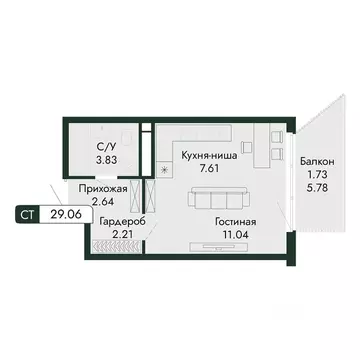 1-к кв. Крым, Алушта  (29.06 м)