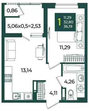 1-к кв. Краснодарский край, Краснодар Образцово мкр,  (36.19 м)