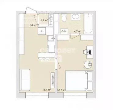 1-к кв. Московская область, Жуковский ул. Наркомвод, 31 (34.0 м)