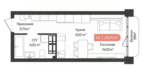 1-к кв. Новосибирская область, Новосибирск Ленинградская ул., 342 ...