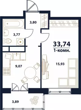 1-к кв. Ульяновская область, Ульяновск Новый Город мкр, 17-й кв-л, ...