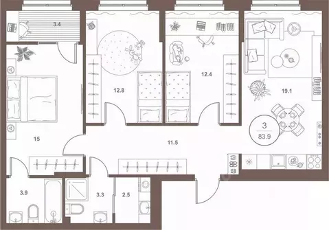 3-к кв. Пензенская область, Пенза Арбеково жилрайон, Дальнее Арбеково ...
