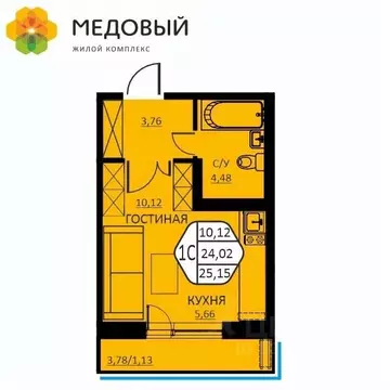 1-к кв. Пермский край, д. Кондратово ул. Н.М. Яблокова, 4 (25.15 м)