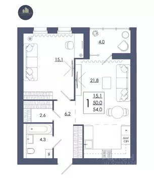1-к кв. Смоленская область, Смоленск ул. 2-я Киевская, 20Ак1 (54.0 м)