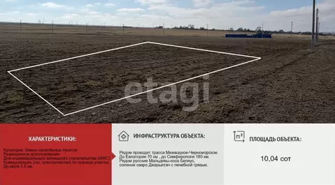 Участок в Крым, Черноморский район, Межводненское с/пос, с. Снежное ...