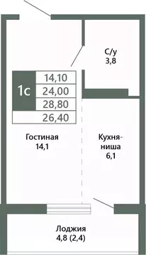 1-к кв. Кемеровская область, Кемерово 64-й мкр, Лучи жилой комплекс ...