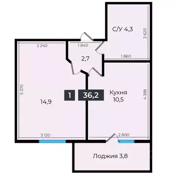 1-к кв. Ставропольский край, Ставрополь ул. Южный обход, 53Б (36.9 м)