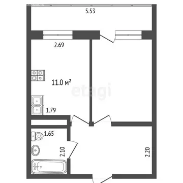 1-комнатная квартира: Супсех, улица Горького, 7А (32.2 м)