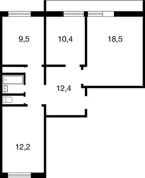 2-комнатная квартира: посёлок Развилка, 52к1 (60.7 м)