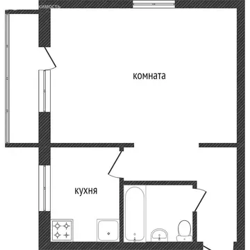 1-комнатная квартира: Златоуст, Зелёная улица, 28 (30 м)