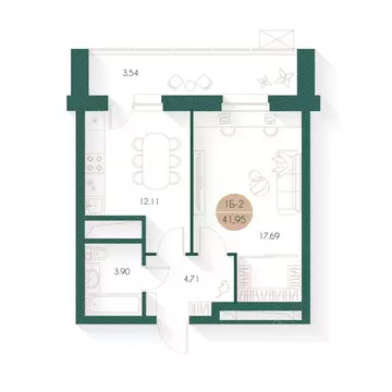1-к кв. Татарстан, Казань Родины мкр, Наследие жилой комплекс (41.0 м)