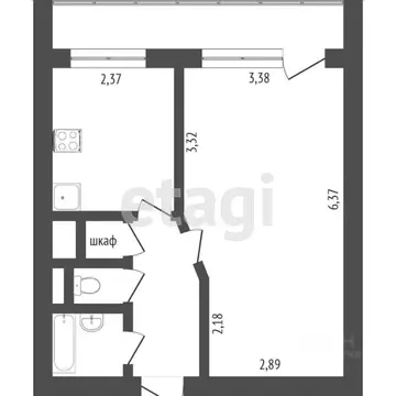 1-к кв. Ставропольский край, Ставрополь ул. Тухачевского, 31к2 (38.0 ...