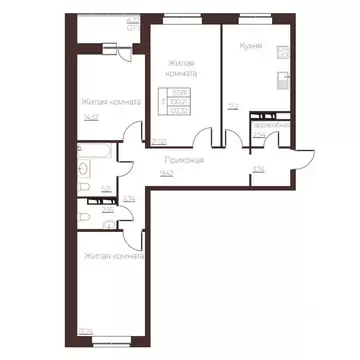3-к кв. Орловская область, Орел ул. Левый Берег реки Оки, 21к1 (102.32 ...