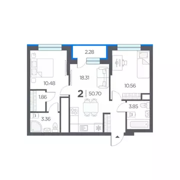 2-к кв. Рязанская область, Рязанский район, Дядьковское с/пос, с. ...
