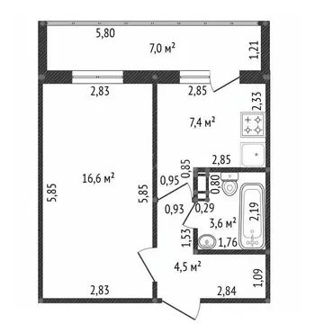 1-к кв. Башкортостан, Уфа ул. Булата Имашева, 9 (39.1 м)