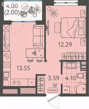 1-комнатная квартира: Краснодар, улица имени Б.С. Кудухова, 1к1 (35.1 ...
