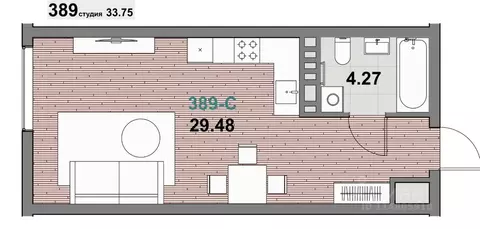1-к кв. Калининградская область, Зеленоградск ул. Гагарина (33.75 м)
