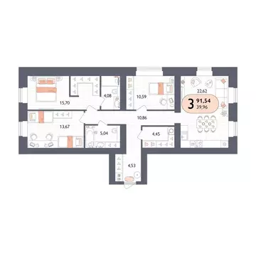 3-комнатная квартира: Брянский район, посёлок Мичуринский, микрорайон ...