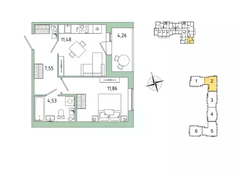 1-к кв. Ленинградская область, Гатчина Въезд мкр,  (37.55 м)