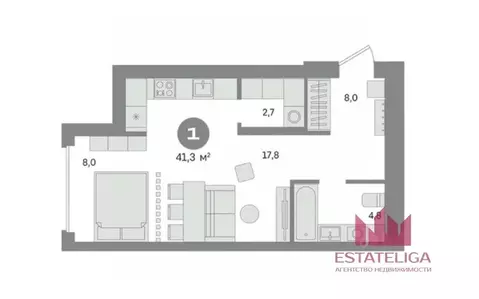 1-к кв. Москва Квартал Издание жилой комплекс (41.3 м)