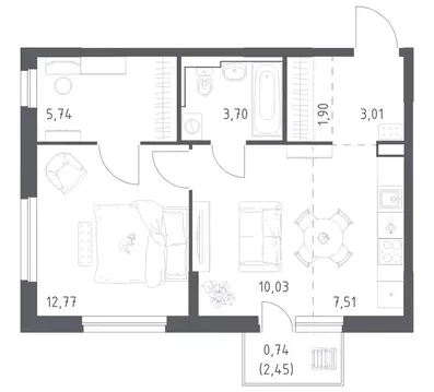 2-к кв. Башкортостан, Уфа Дема жилрайон, Новая Дема жилой комплекс, ...