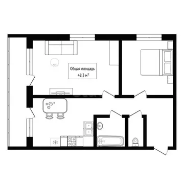 2-комнатная квартира: Искитим, Прорабская улица, 9А (48.3 м)