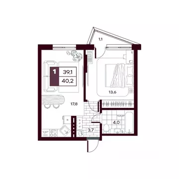 1-к кв. Тюменская область, Тюменский муниципальный округ, д. Дударева ...