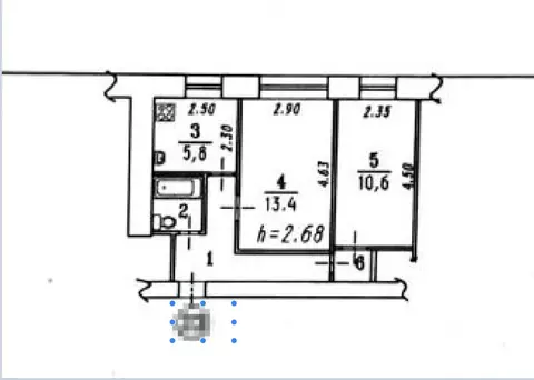 2-к кв. Омская область, Омск Спортивный проезд, 1 (40.9 м)