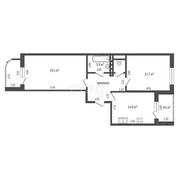 2-комнатная квартира: Анапа, улица Омелькова, 21 (65.9 м)