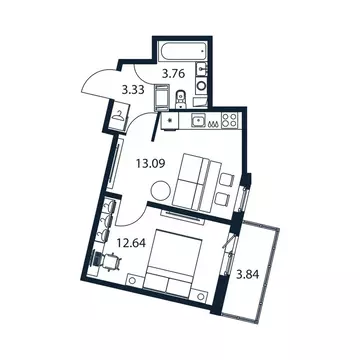 1-комнатная квартира: Мурино, Романовская улица, 9 (32.5 м)