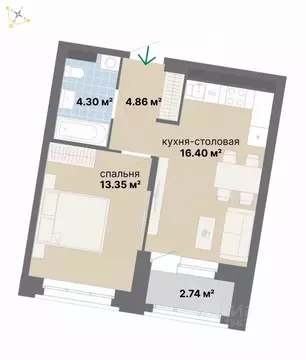 1-к кв. Свердловская область, Екатеринбург Эльмаш жилрайон,  (41.65 м)