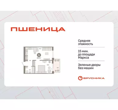 1-комнатная квартира: Новосибирский район, рабочий посёлок Краснообск, ...