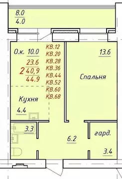 2-к кв. Алтайский край, Новоалтайск ул. 9 Января, 21 (44.9 м)